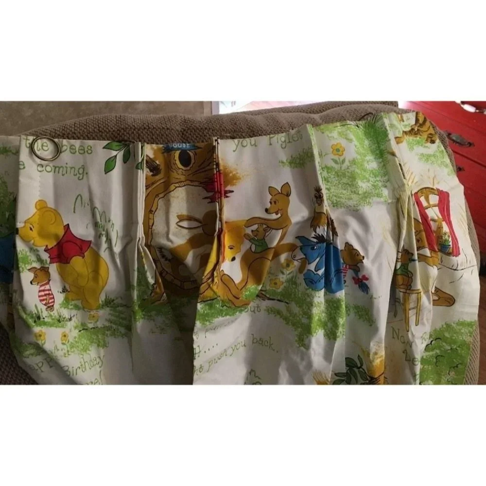 Winnie The Pooh & Friends Pleated Curtain Panel Pair Sears Roebuck VTG 25